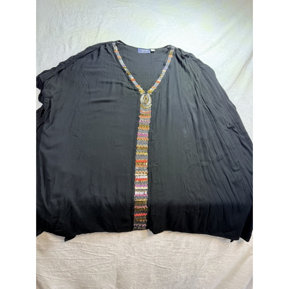 Swimsuits For All Cover Up Womens 18/20 Black Beaded Native American Aztec READ - Picture 2 of 14